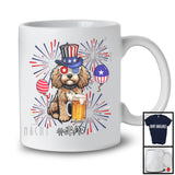 Personalized Custom Name Cockapoo Drinking Beer, Lovely 4th Of July Fireworks, Patriotic T-Shirt