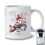 Personalized Custom Name Cockatiel Ice Cream; Joyful 4th Of July American Flag; Patriotic T-Shirt