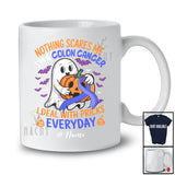 Personalized Custom Name Colon Cancer Deal With Pricks; Scary Halloween Blue Ribbon Boo Ghost T-Shirt