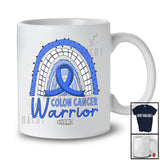 Personalized Custom Name Colon Cancer Warrior; Lovely Blue Ribbon Rainbow; Family Group T-Shirt