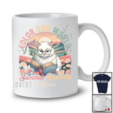 Personalized Custom Name Color Our World Summer Reading; Joyful Adventure Cat Book T-Shirt