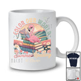 Personalized Custom Name Color Our World Summer Reading; Joyful Adventure Flamingo Book T-Shirt