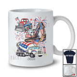 Personalized Custom Name Construction Trucks Vehicle; Amazing 4th July Patriotic Boy; Family T-Shirt