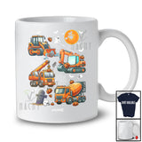 Personalized Custom Name Construction Vehicle Collection; Humorous Halloween Pumpkin Family T-Shirt