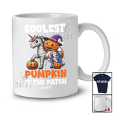 Personalized Custom Name Coolest Pumpkin In The Patch; Joyful Halloween Riding Unicorn Mummy T-Shirt