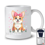 Personalized Custom Name Coquette Bow Corgi; Lovely Mother's Day Pinks Hearts T-Shirt