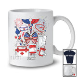 Personalized Custom Name Coquette Bow Nurse; Lovely 4th Of July US Flag Nurse Nursing; Patriotic T-Shirt