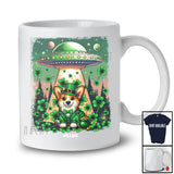 Personalized Custom Name Corgi Leprechaun UFO; Joyful St. Patrick's Day Stolen Corgi Shamrock T-Shirt