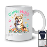 Personalized Custom Name Corgi Mom; Amusing Mother's Day Flowers Paws; Family T-Shirt