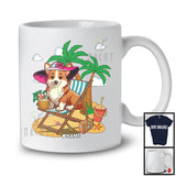 Personalized Custom Name Corgi On Beach, Lovely Summer Vacation Palm Tree, Family T-Shirt