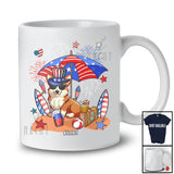 Personalized Custom Name Corgi Relax Wait For 4th of July; Lovely US Flag Patriotic T-Shirt