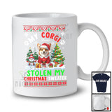 Personalized Custom Name Corgi Stolen My Christmas Sweater; Amazing X-mas Santa Snow T-Shirt