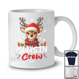 Personalized Custom Name Cousin Crew; Adorable Christmas Lights Santa Reindeer; Family Group T-Shirt