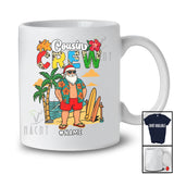 Personalized Custom Name Cousin Crew; Joyful Summer Christmas In July Hawaiian Santa Leopard T-Shirt