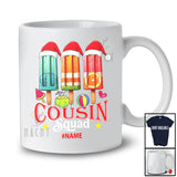 Personalized Custom Name Cousin Squad; Joyful Summer Vacation Three Ice Pops Ice Cream T-Shirt