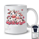 Personalized Custom Name Cow Couple; Lovely Valentine Hearts Cow Farm Farmer; Family Group T-Shirt