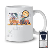 Personalized Custom Name Cow Horse Sheep On Tractor; Horror Halloween Farm Animals Farmer T-Shirt