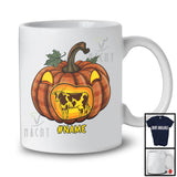Personalized Custom Name Cow In Plaid Pumpkin; Creepy Halloween Animal Family T-Shirt