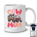 Personalized Custom Name Cow Mom; Lovely Mother's Day Cow On Trailer Tractor; Farmer Family T-Shirt