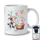 Personalized Custom Name Cow with Cake; Lovely Birthday Party Animal Lover T-Shirt