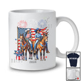 Personalized Custom Name Cowgirl Riding Horse US Flag; Humorous 4th of July Women Patriotic T-Shirt