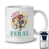 Personalized Custom Name Cute But Feral; Joyful Raccoon Riding Chicken; Farmer Vintage Retro T-Shirt