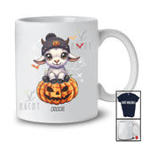 Personalized Custom Name Cute Goat On Plaid Pumpkin; Adorable Halloween Goat Farmer T-Shirt