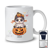 Personalized Custom Name Cute Sheep On Plaid Pumpkin; Adorable Halloween Sheep Farmer T-Shirt