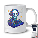 Personalized Custom Name DJ Skeleton Playing EDM; Amusing Halloween Skeleton; Dancing Dancer T-Shirt