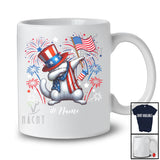 Personalized Custom Name Dabbing Cat; Lovely 4th Of July Cat American Flag; Patriotic T-Shirt