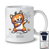 Personalized Custom Name Dabbing Corgi Pumpkin Face; Scary Halloween Animal Family T-Shirt