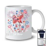 Personalized Custom Name Dabbing Flamingo; Lovely 4th Of July Flamingo US Flag; Patriotic T-Shirt