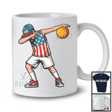 Personalized Custom Name Dabbing Men Playing Basketball, Proud 4th Of July Sport, Patriotic T-Shirt