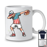 Personalized Custom Name Dabbing Men Playing Football, Proud 4th Of July Football, Patriotic T-Shirt