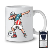 Personalized Custom Name Dabbing Men Playing Soccer, Proud 4th Of July Soccer, Patriotic T-Shirt