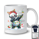 fKsJ1vb/s1Personalized Custom Name Dabbing Panda Sunglasses; Lovely Christmas Lights Animal; Snow T-Shirt