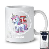 Personalized Custom Name Dabbing Pi Riding Unicorn; Cheerful Pi Day Math Nerd Student Teacher T-Shirt