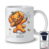 Personalized Custom Name Dabbing Poodle Pumpkin Face; Scary Halloween Animal Family T-Shirt