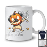 Personalized Custom Name Dabbing Pug Pumpkin Face; Scary Halloween Animal Family T-Shirt