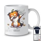 Personalized Custom Name Dabbing Shelties Pumpkin Face; Scary Halloween Animal Family T-Shirt