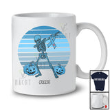 Personalized Custom Name Dabbing Skeleton Blue Ribbon; Lovely Halloween Diabetes Vintage Retro T-Shirt