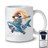 Personalized Custom Name Dabbing Skeleton Riding Shark; Creepy Halloween Witch Skeleton Family T-Shirt