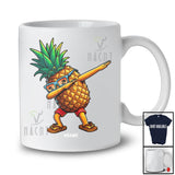 Personalized Custom Name Dabbing Sunglasses Pineapple; Cheerful Summer Vacation Tropical Hawaiian T-Shirt