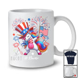 Personalized Custom Name Dabbing Unicorn; Lovely 4th Of July Unicorn US Flag; Patriotic T-Shirt