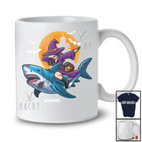 Personalized Custom Name Dabbing Witch Riding Shark; Creepy Halloween Witch Family Group T-Shirt