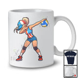 Personalized Custom Name Dabbing Women Playing Volleyball, Proud 4th Of July Sport, Patriotic T-Shirt