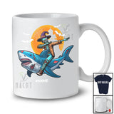 Personalized Custom Name Dabbing Zombie Riding Shark; Creepy Halloween Witch Zombie Family T-Shirt