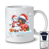 Personalized Custom Name Dachshund Build Snowman; Lovely Snow Santa Dachshund; Family T-Shirt