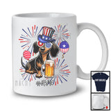 Personalized Custom Name Dachshund Drinking Beer, Lovely 4th Of July Fireworks, Patriotic T-Shirt