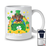 Personalized Custom Name Dachshund Leprechaun In Pot Of Gold; Lovely St. Patrick's Day Rainbow T-Shirt